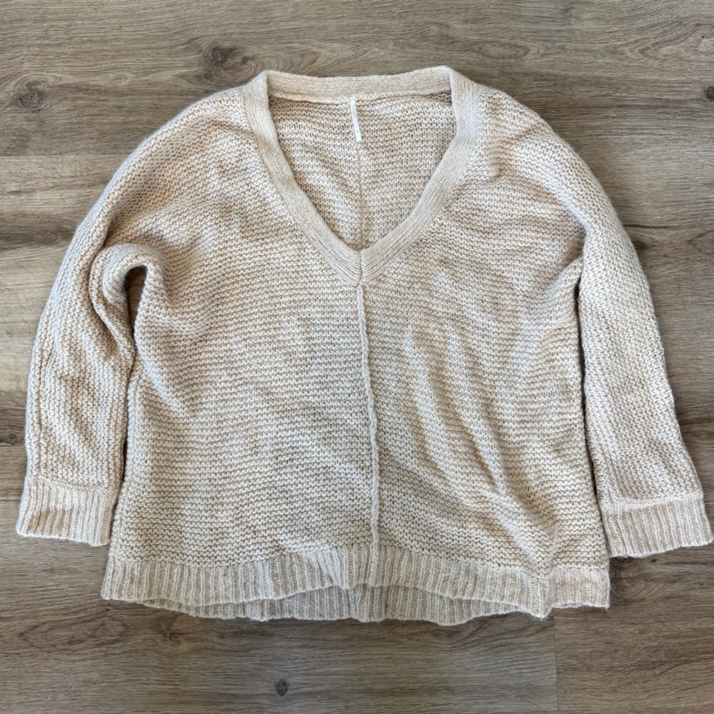 Free People Moonbeam Alpaca V Neck Knit Sweater